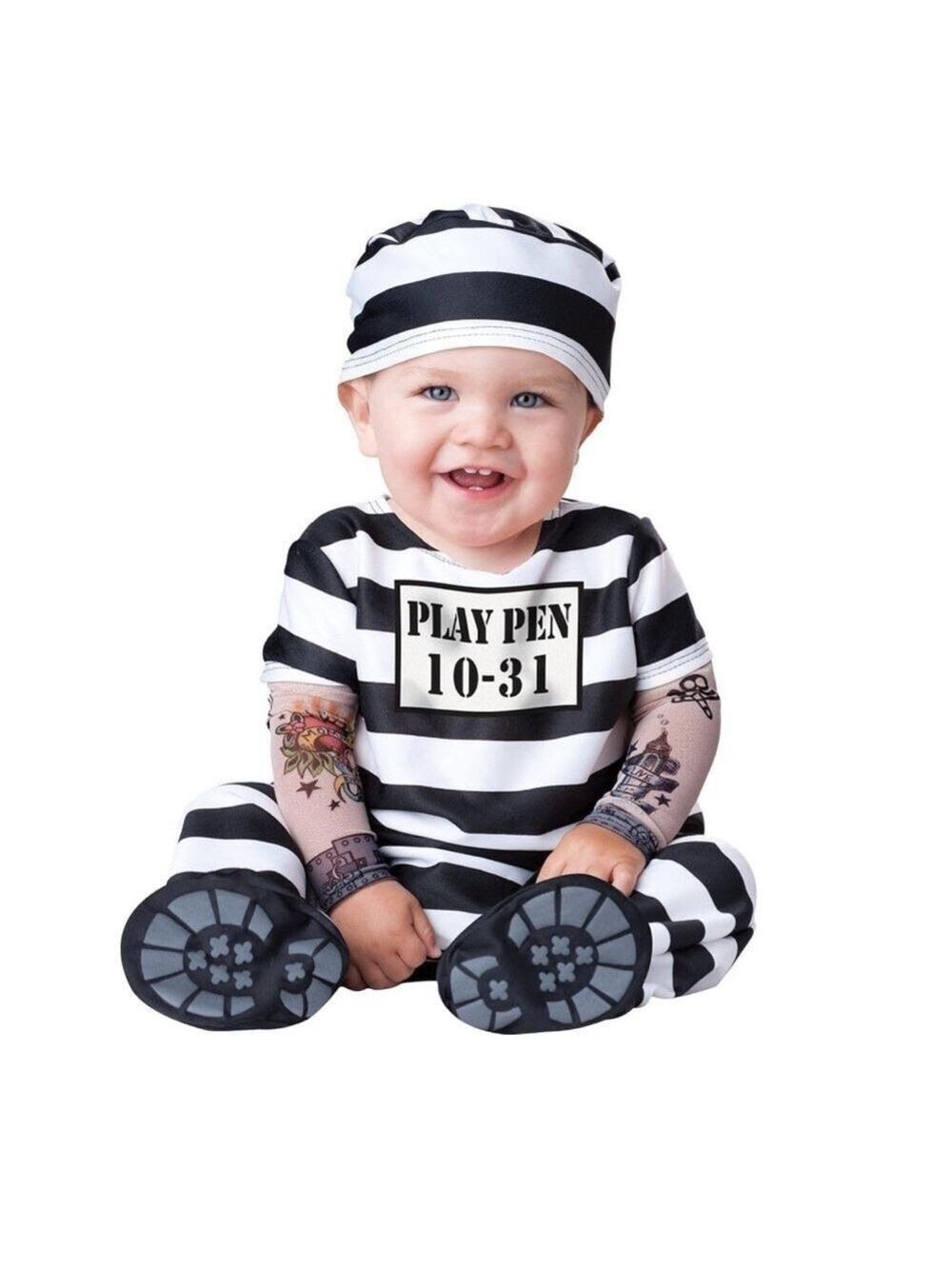 Baby Infant Time Out Inmate Prisoner Baby Jail Halloween Costume 6-12 Months